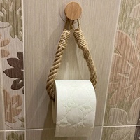 1PC Simple Hemp Rope Toilet Paper Holder, Bathroom Tissue Storage Rack, Non Perforated Hand Woven Wall Mounted Towel Rack