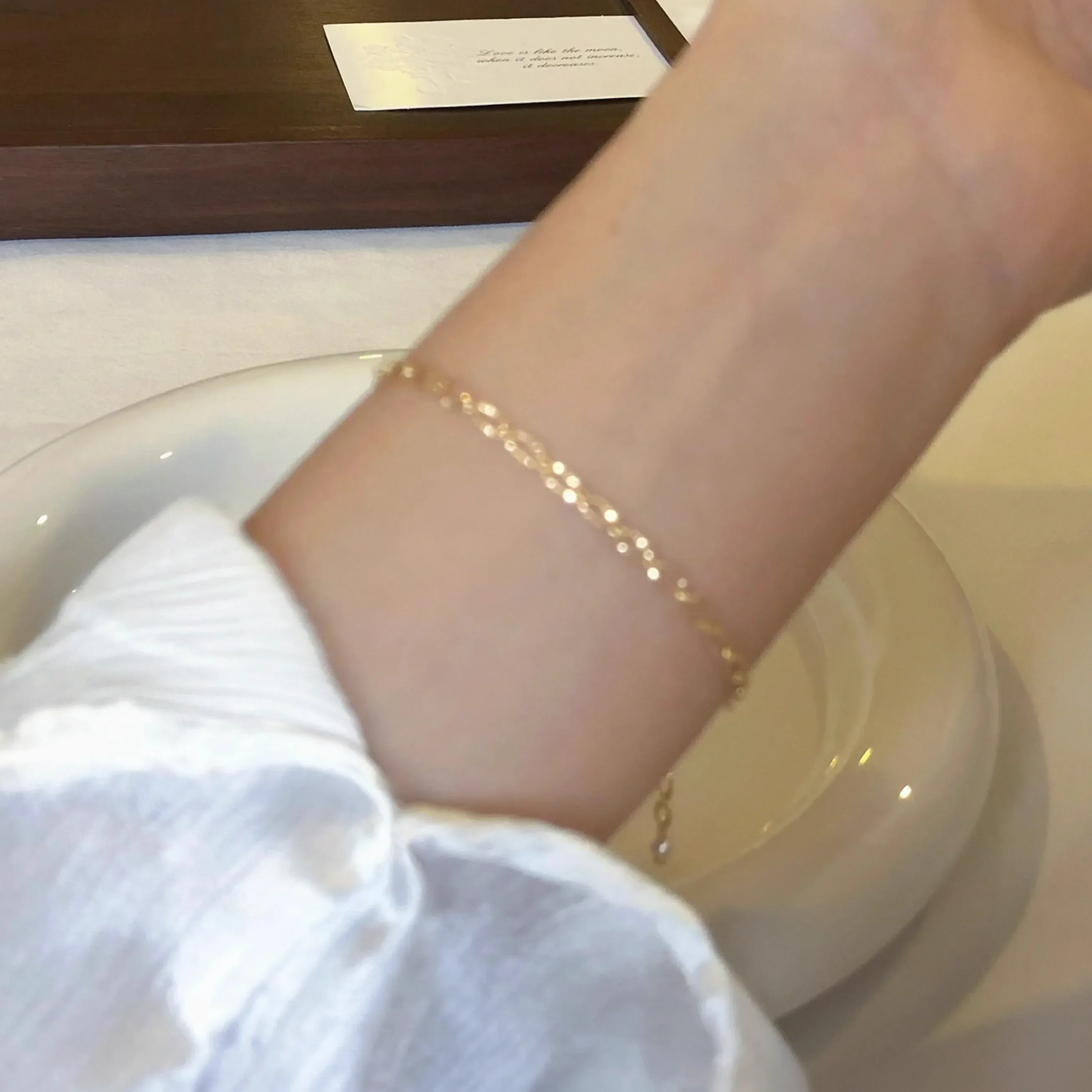 Minimalist flash basic plain chain exquisite versatile simple stacked bracelet