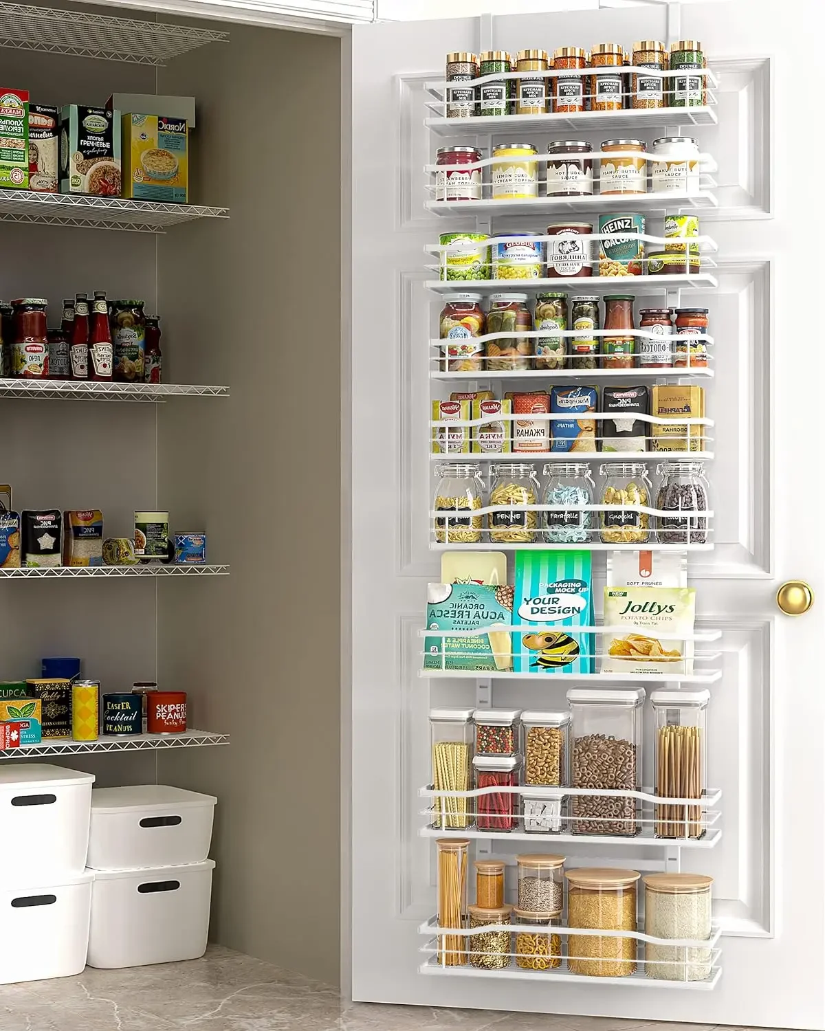 

Over The Door Pantry, Pantry Organization And Storage, Metal Hanging Spice Rack Shelves Door, Home & Kitchen Essentials