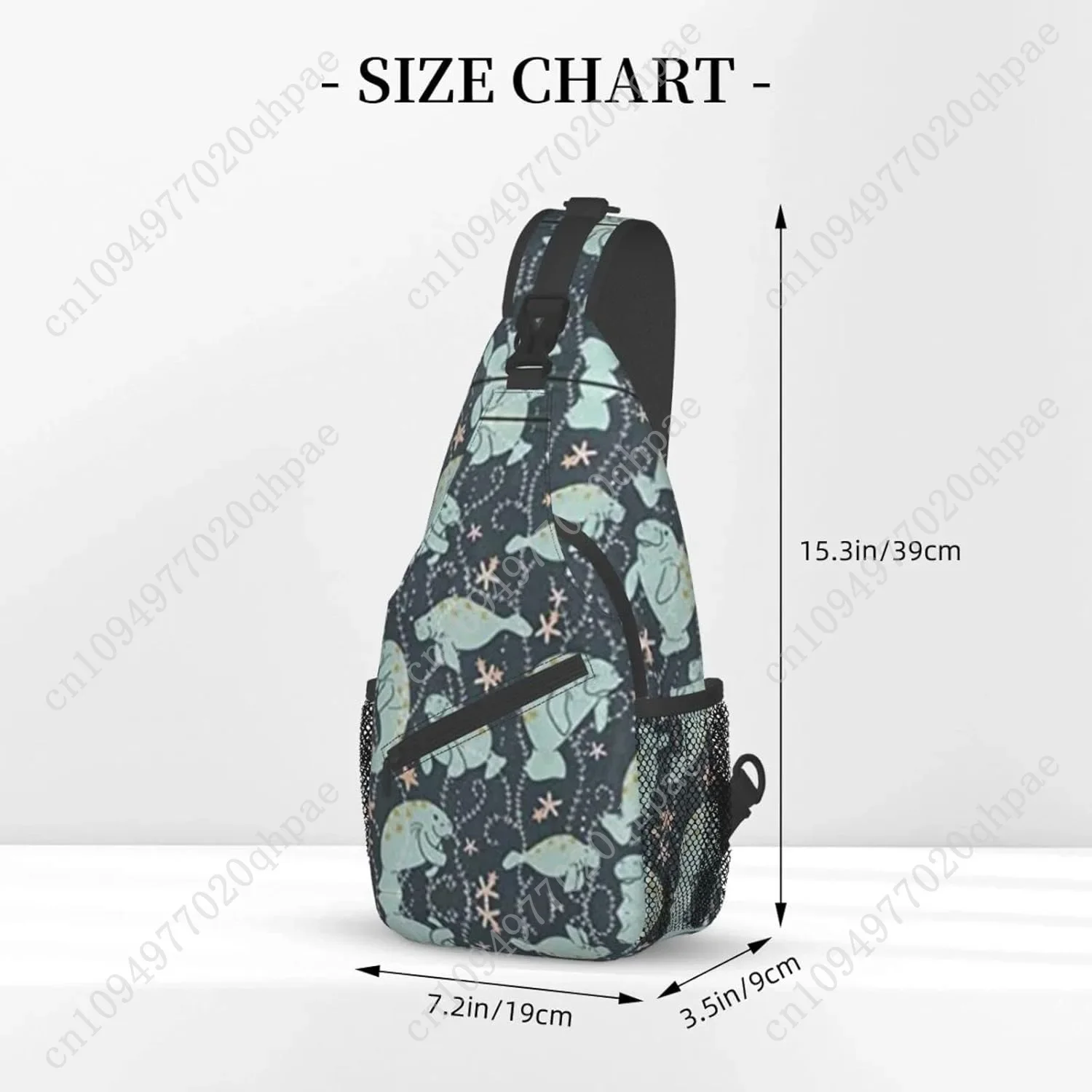 WURTON Manatee Animals Print Crossbody Backpack Shoulder Bag Cross Chest Bag For Travel, Hiking Gym Tactical Use