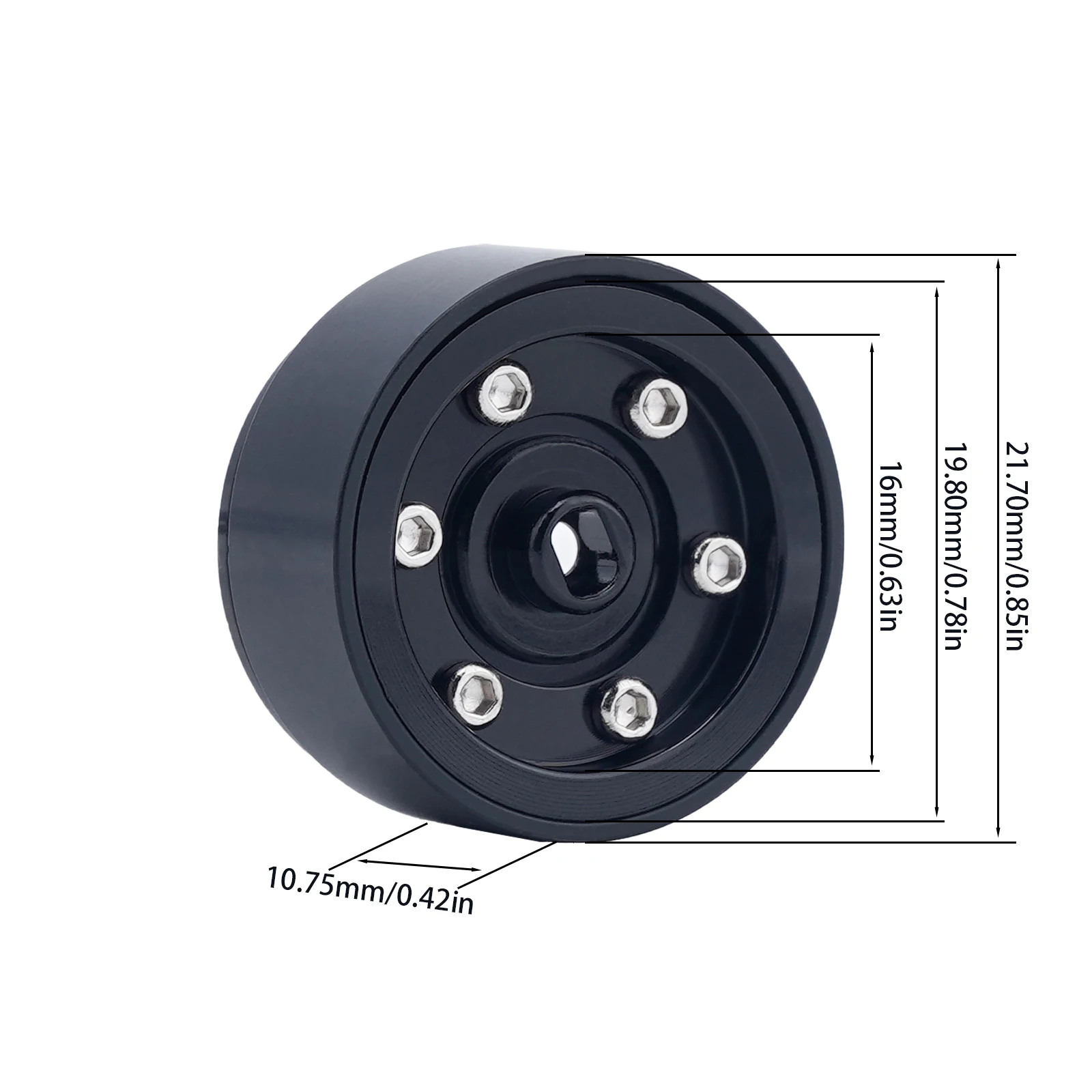 TCRC 4PCS 17g Brass 0.7 inch Beadlock Wheels SCX30 Wheel Rim Hub for 1/30 Axial SCX30 RC Crawler Car Upgrades Parts