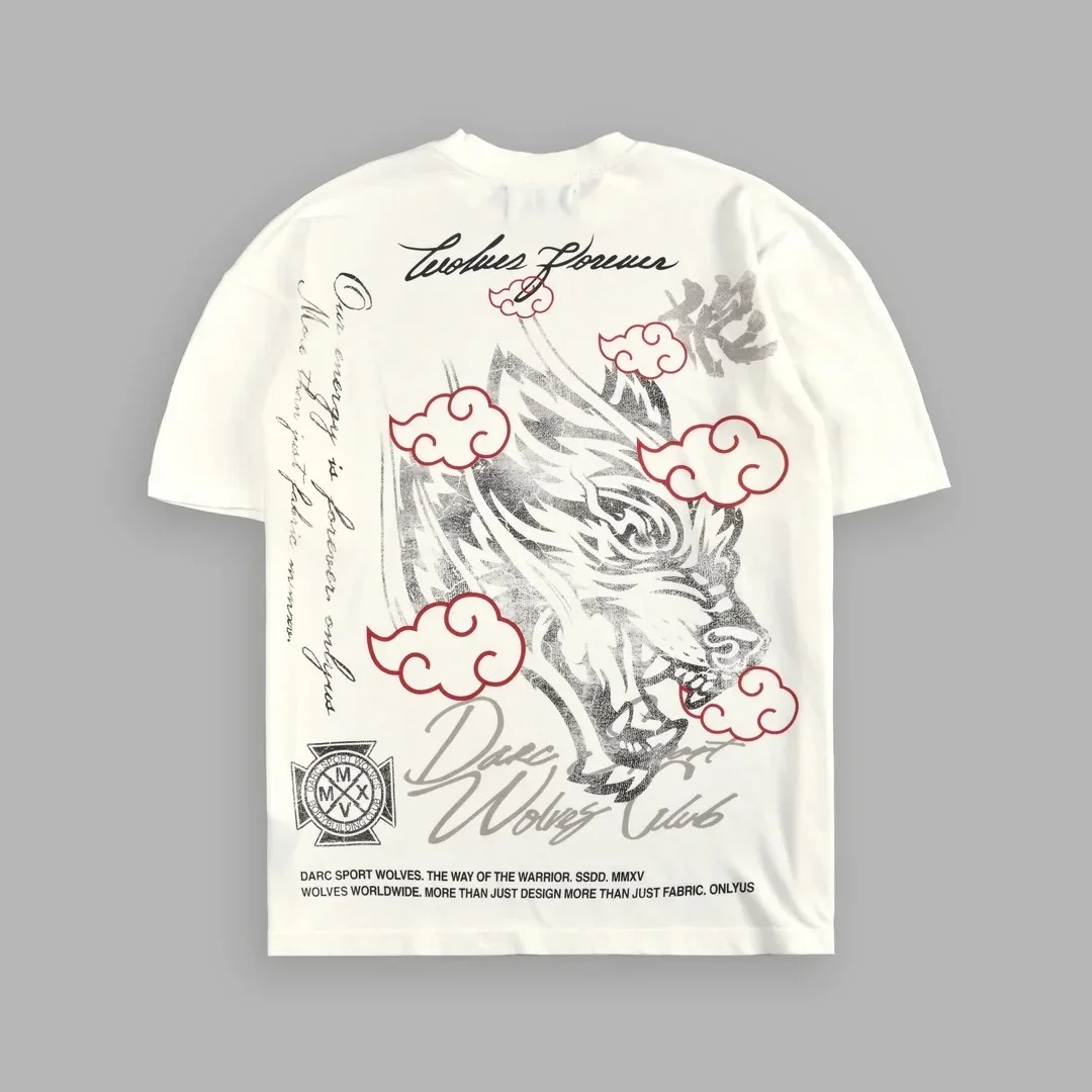 

DARCS ROGUE WOLF "PREMIUM" OVERSIZED TEE IN BLACK Cotton Men T-shirt Animated Graphic T Shirts Short-sleeved Unisex Tops