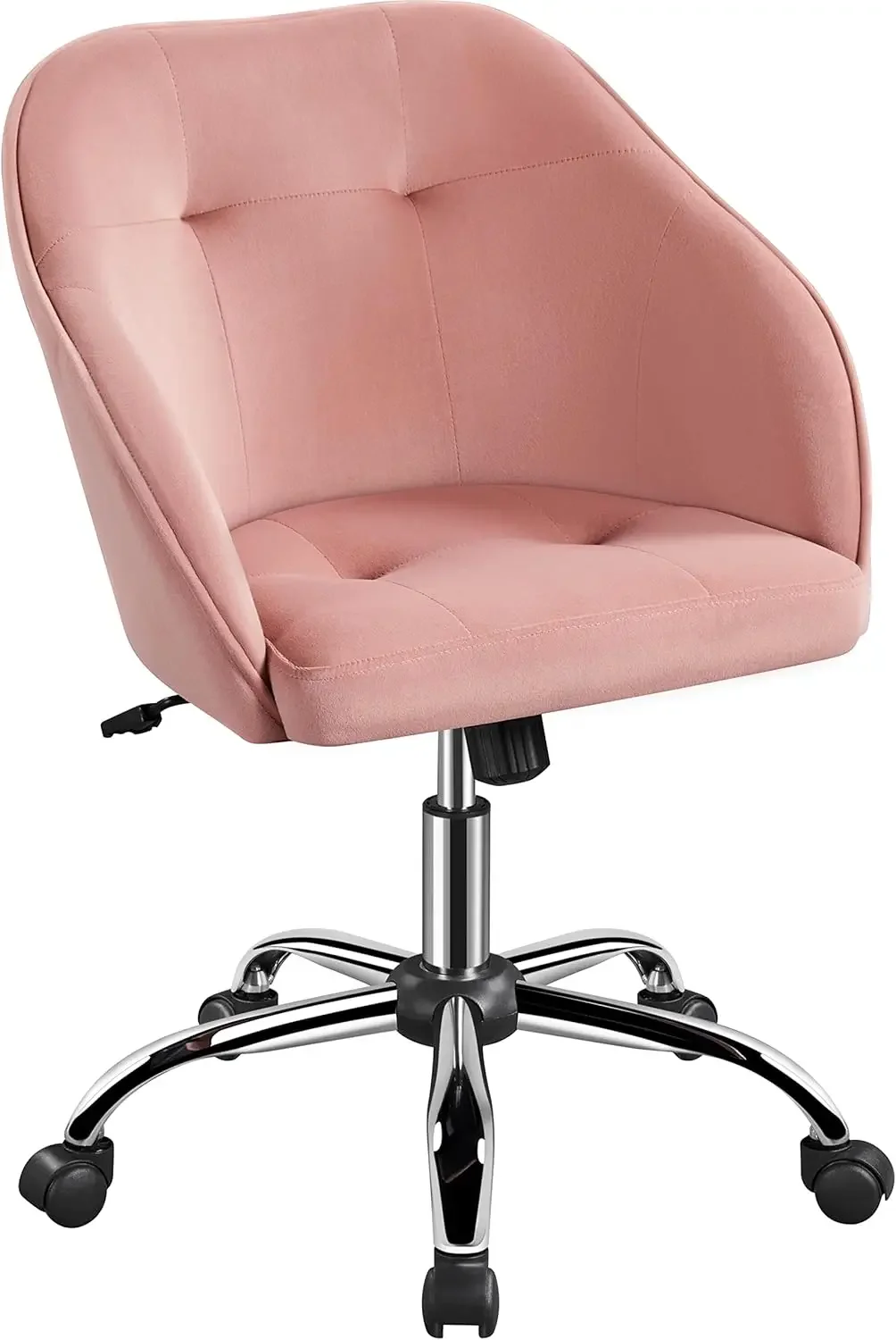 Comfy Desk Cute Office Chair Pink Velvet Desk Makeup Chair Vanity with Back, Modern Swivel Computer