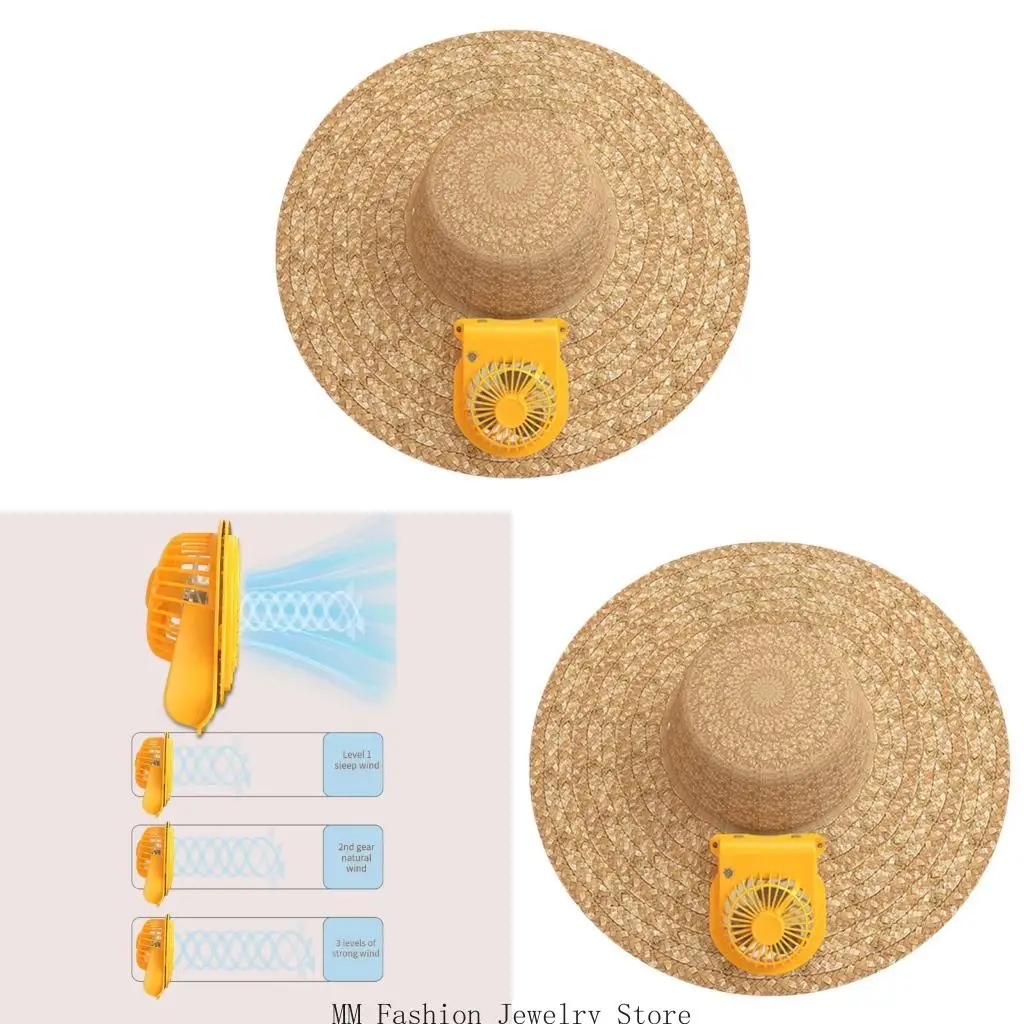 Summer Work Sun Hat With Cooling Fan Rechargeable Straw Cap for Gardeners Wear D0UB