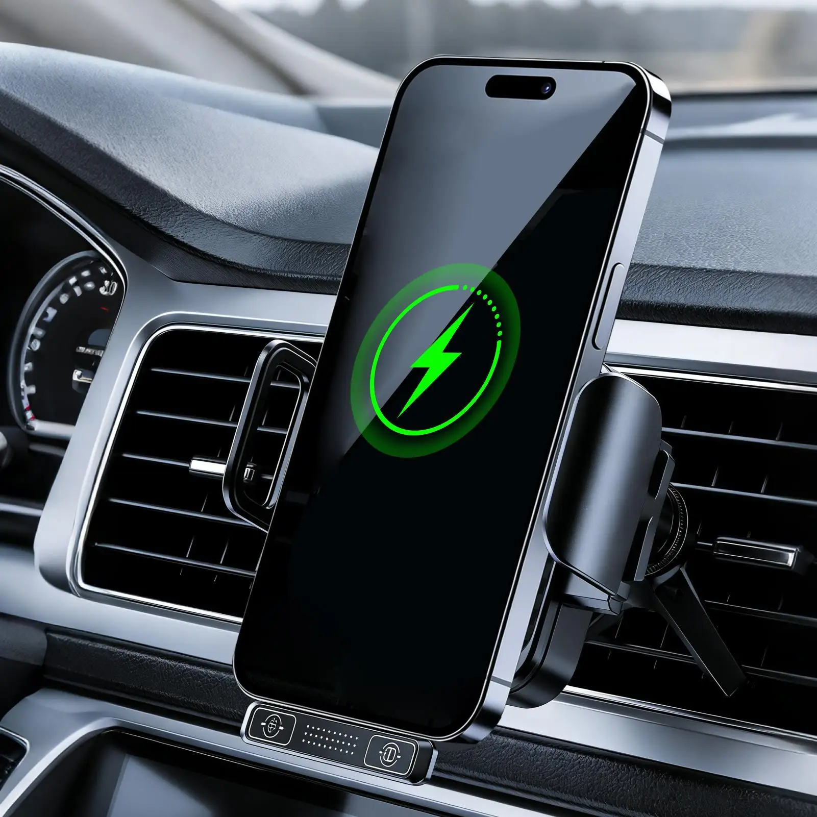 

Phone Charger Car Mount Fast Charging Base 90-degree Rotatable Folding Screen Phone Holder For Road Trips Sedans SUVs RVs Trucks