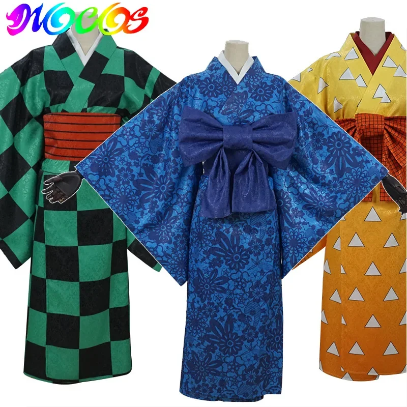 Kimetsu No Yaiba Tanjirou Zenitsu Inosuke Cosplay Costumes Japanese Kimono for Women