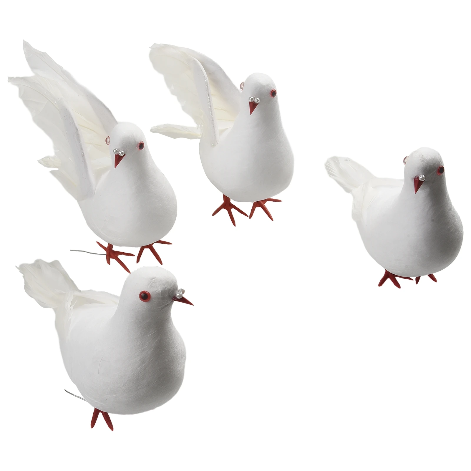 4x Realistic Artificial Plastic Flying Doves Birds for Home Decoration Wedding Photography Props and Educational Use