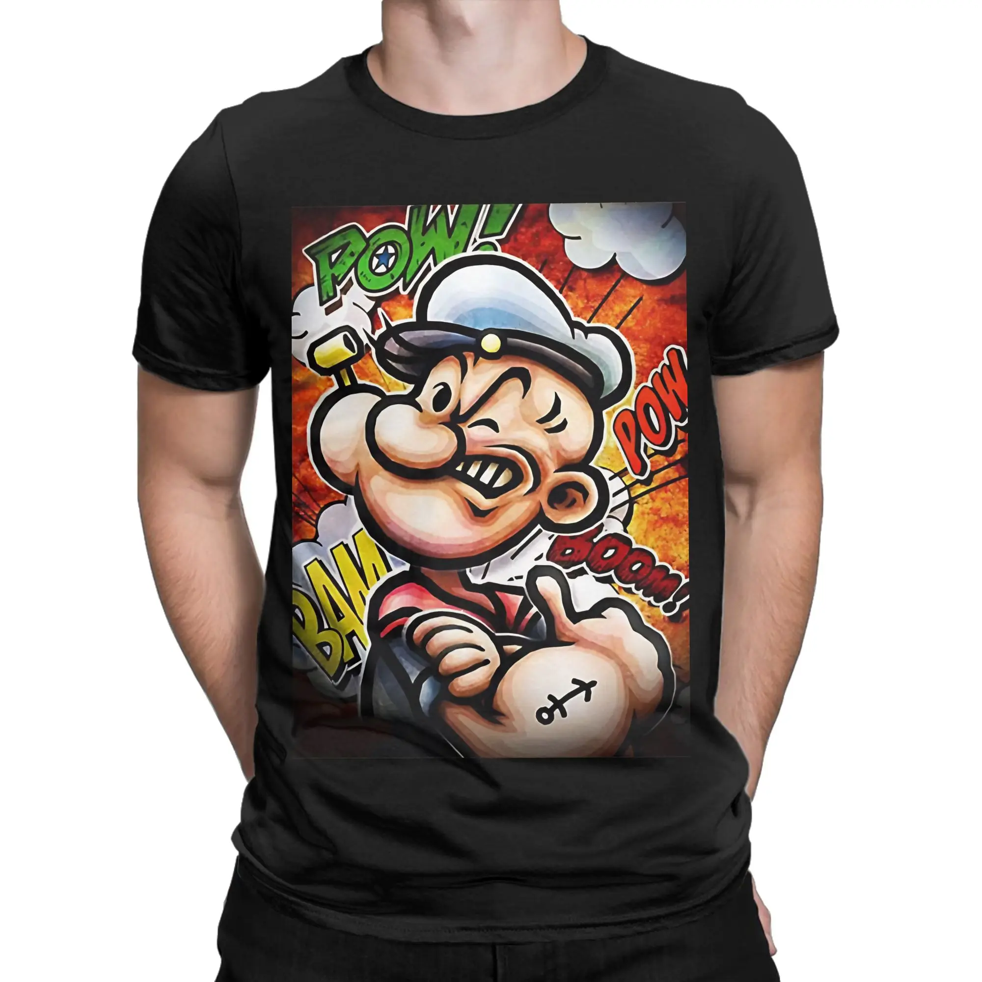pPopeye the sailor man poster Graphic 100% Cotton T-Shirt pPopeye Tees Tops For Men