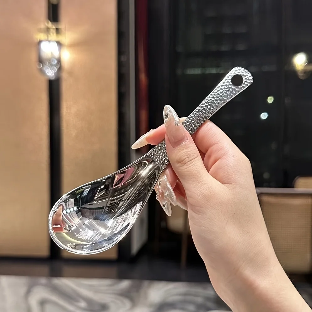 2pcs Stainless Steel Spoon Set- Large Capacity, Mirror Polished Cutlery, Suitable for Desserts, Fruits, and Home Kitchen Use