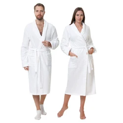 Roupão de banho feminino, manto de manga comprida feminino, vestido de hotel 5 estrelas, vestido de luxo para casal 100% algodão, outono, inverno, 2024