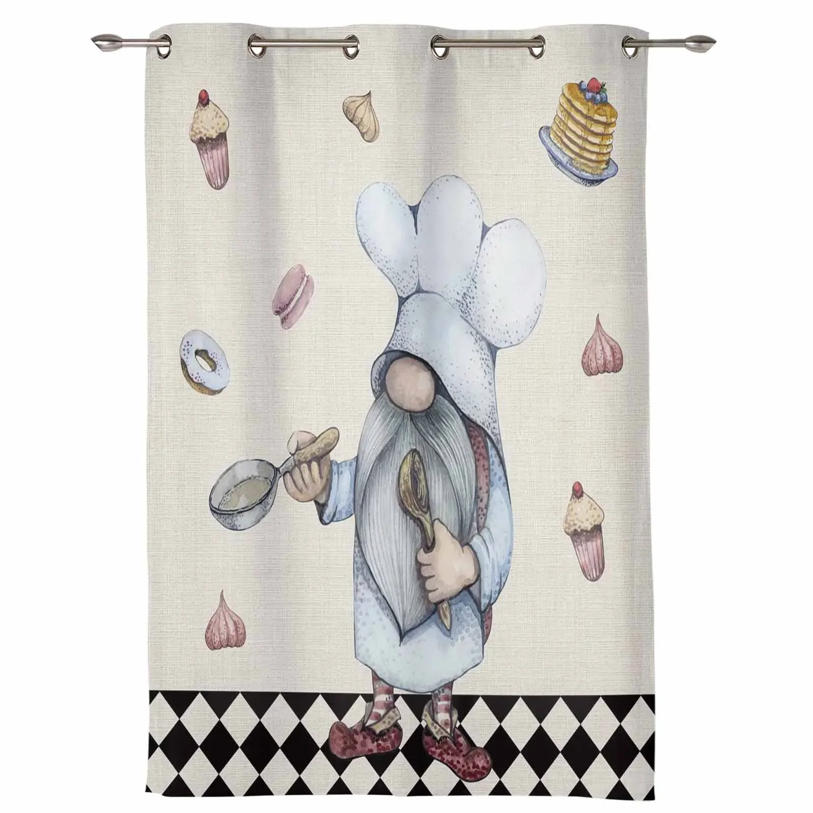 Midget Cook Dessert Window Curtains Living Room Home Decor Children's Bedroom Window Treatments Kitchen Drapes