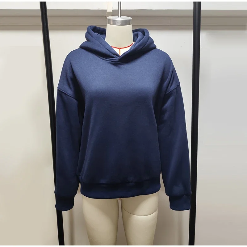 Damen-Oberteile, Oversize-Cropped-Hoodie-Pullover mit Rückenverzierung aus Spitze, Engelsflügel-Stickerei-Patch, Kapuzenpullover, Gothic-Langarmjacken – Detail 1