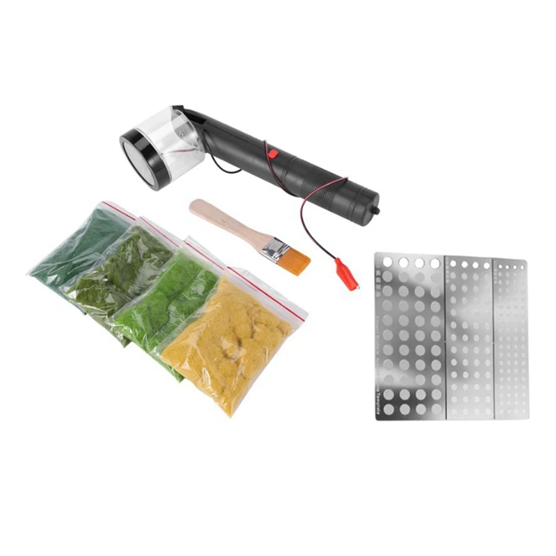 ABXF-ミニチュアシーンモデルマテリア植毛静的草アプリケーターモデリングホビークラフト草植栽テンプレートツール付き