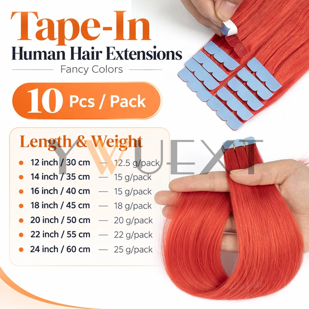 Multi-color Mini Tape In Human Hair Extensions 10pcs Suitable for Thin Hair 12