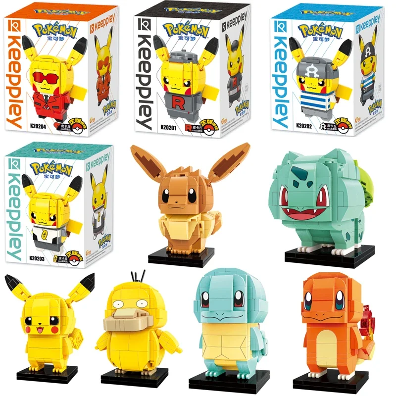 Echte Keeppley Pokemon Bouwstenen Pikachu Model Eevee Ornamenten Klassieke Anime Geassembleerde Jongens En Meisjes Speelgoed Verjaardagscadeau