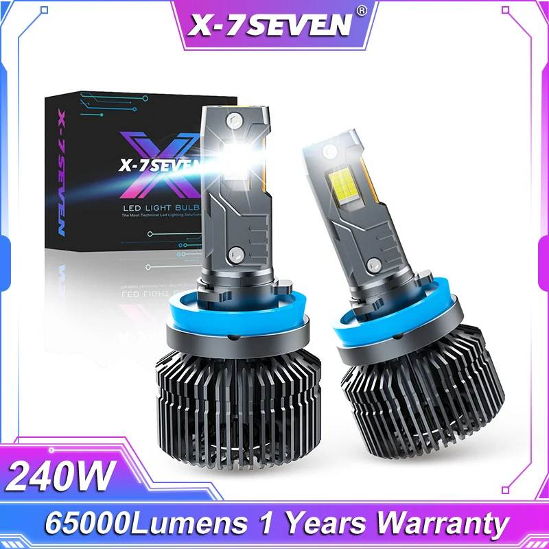 X-7SEVEN X-Ares 2024 SERIES 240W 65000LM 6500K LED Headlight Bulb For Car H4 H7 H1 H11 9005 with Canbus