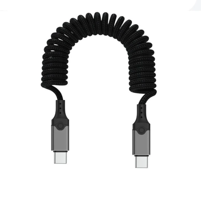 USB5 Male to Male Spring Cable 240W Charging Capability 80Gbps Transfer Rate 16K Display for Type C Gadgets D2RC