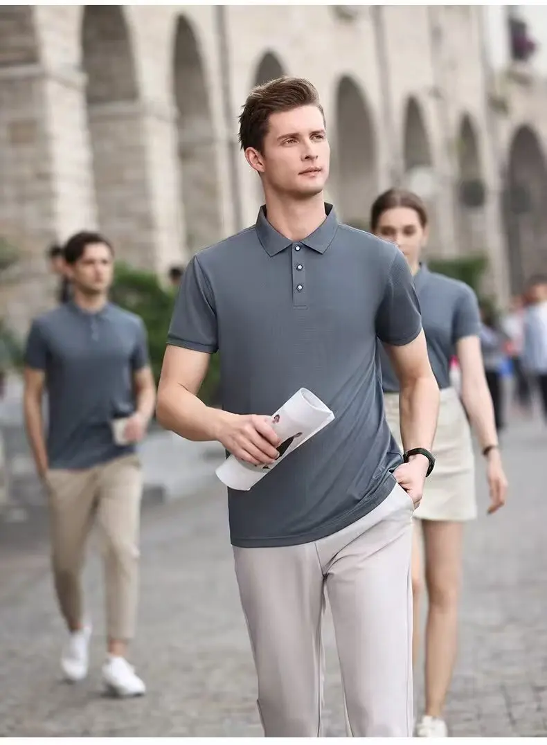 

Новинка 2025 года, горячая Распродажа, мужская летняя повседневная дышащая удобная рубашка поло, мужская однотонная футболка высокого качества с коротким рукавом