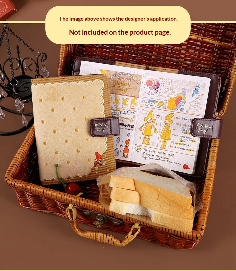 Kitchen Elf A6 Planer-Set, bestickte Keksdecke, Notizbuch, Klemmbrett, Lineal, Block, abnehmbare Seiten, Holzstempel, Aufkleber, süßes Geschenk – Detail 11