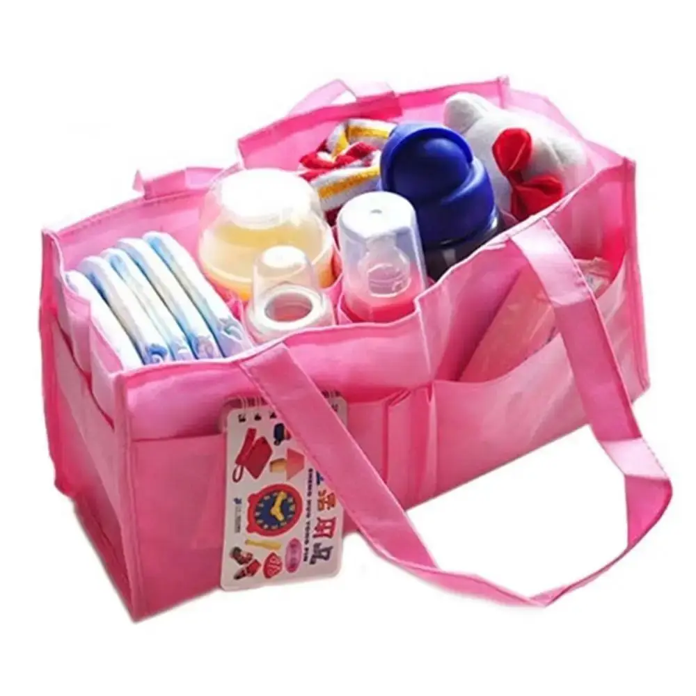 

Multi-pocket Diaper Tote Bag Portable Large Capacity Mommy Travel Bag Non-woven Fabric Separate Baby Nappy Storage Organizer
