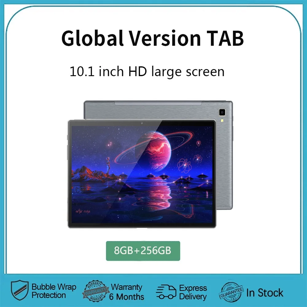 New 10.1 Inch Global Version Tablets HD Display Octa Core 8GB RAM 256GB ROM Dual 4G LTE WiFi Tablet Pc