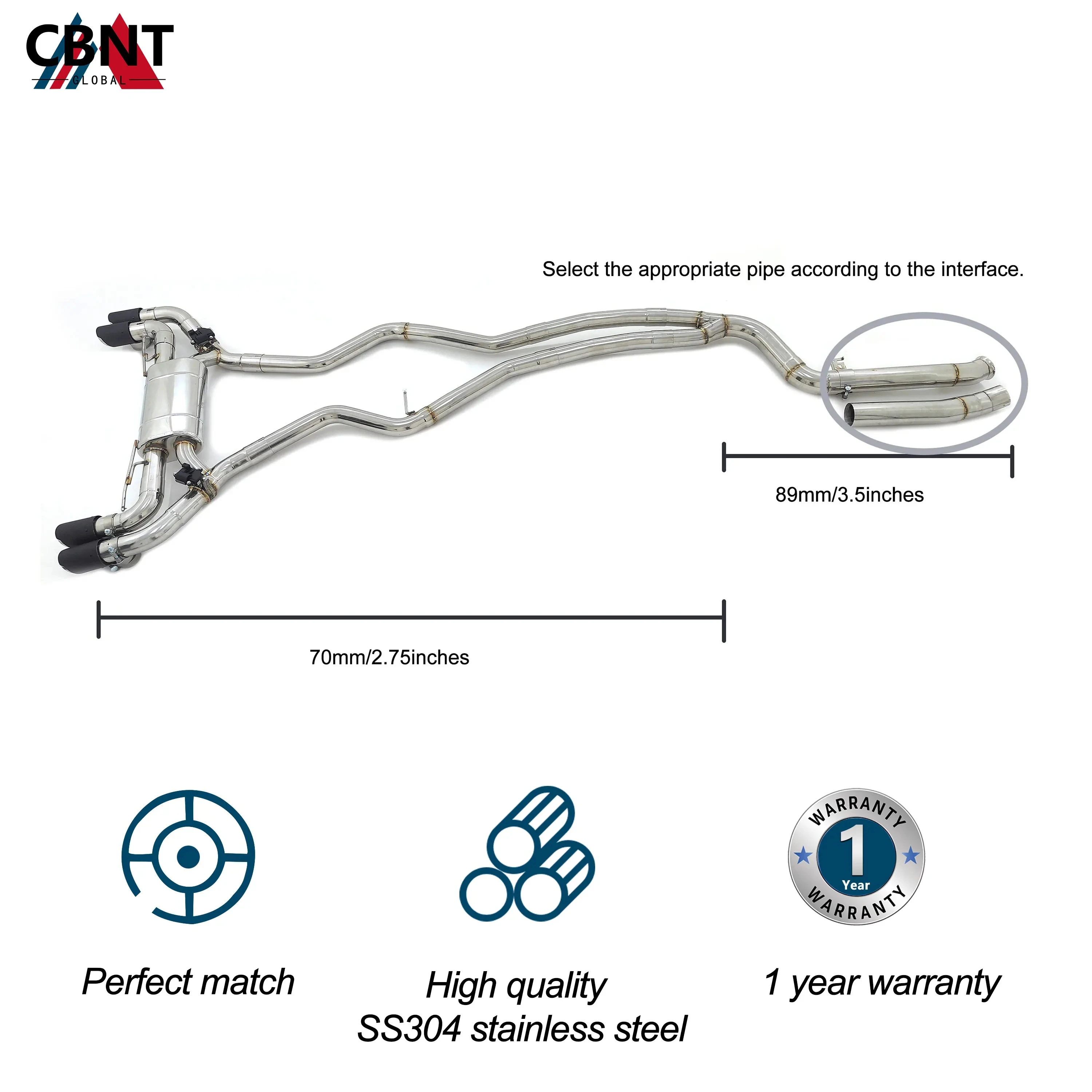 CBNT Valvetronic Exhaust Pipe Downpipe & Valved Catback for BMW M240i G42 M340i G20 M440i G22 B58 3.0T SS304 Exhaust Systems