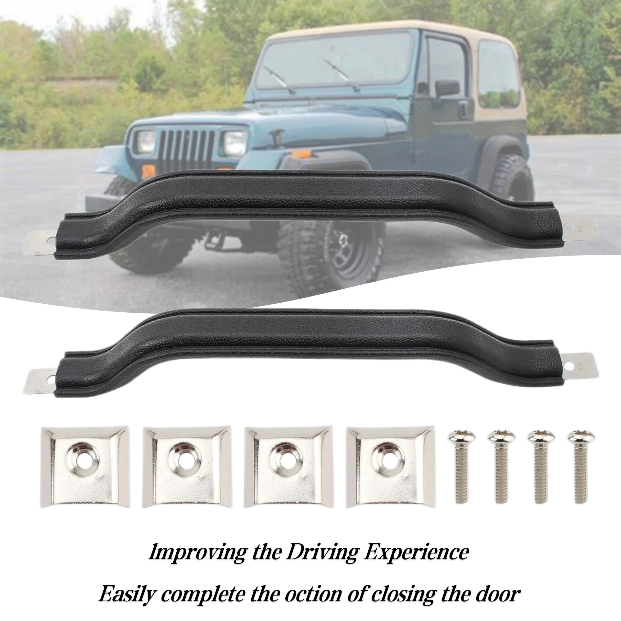 2 Pack Door Handle Pull for Jeep YJ Wrangler 1987-1995 Front Brown Inside Trim Driver and Passenger Side Replaces 55009801K