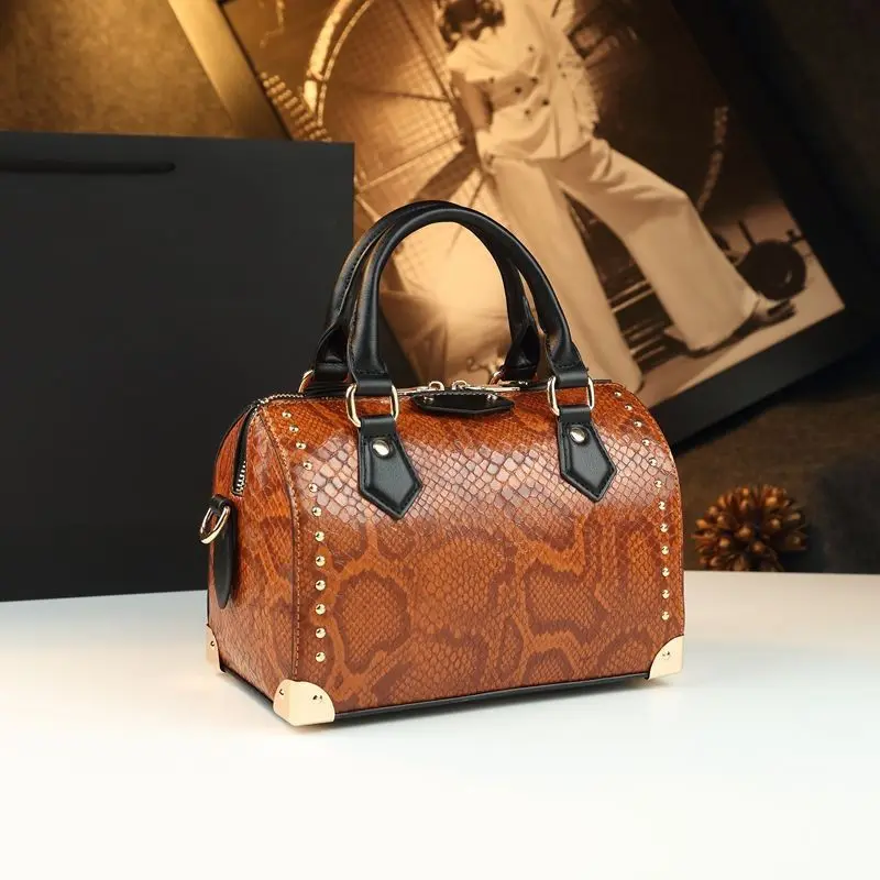 2025 فاخر جلد طبيعي جلد الثعبان نمط المرأة وسادة حقيبة يد العلامة التجارية الشهيرة حقيبة كتف الراقية حفلة مسائية حقيبة صغيرة #2