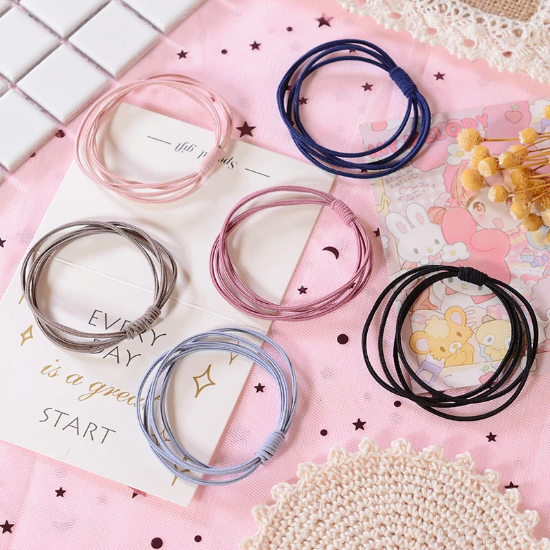 10Pcs/Lot Colorful 4 in 1 Knot Simple Elastic Hair Rubber Bands Hair Accessories Women Tie Ponytail Holders Headwear Scrunchie