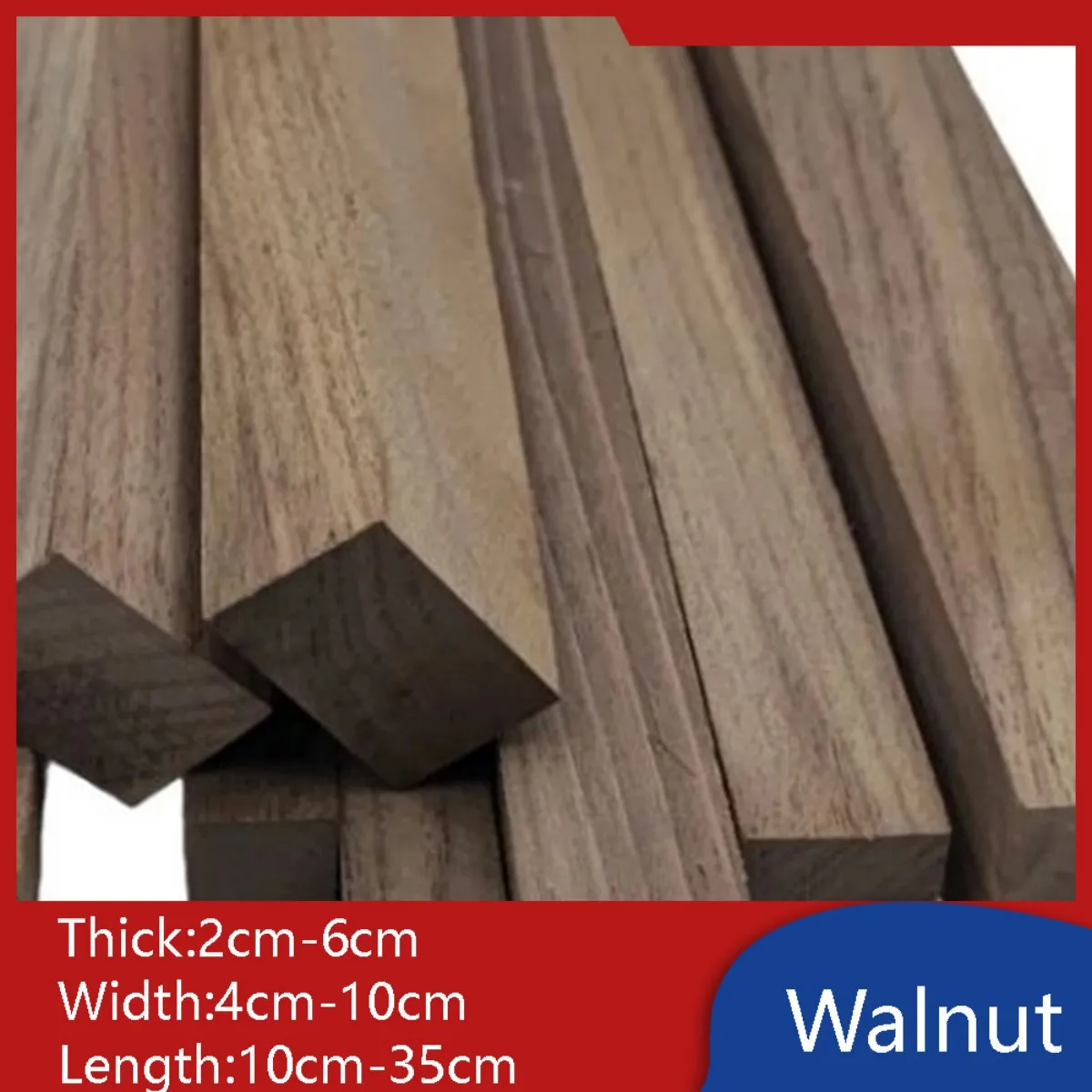Solid Walnut Block Polished Wood Rectangular Rod Natural Wooden Bar for Carving Handicrafts DIY Side Length 2cm-35cm