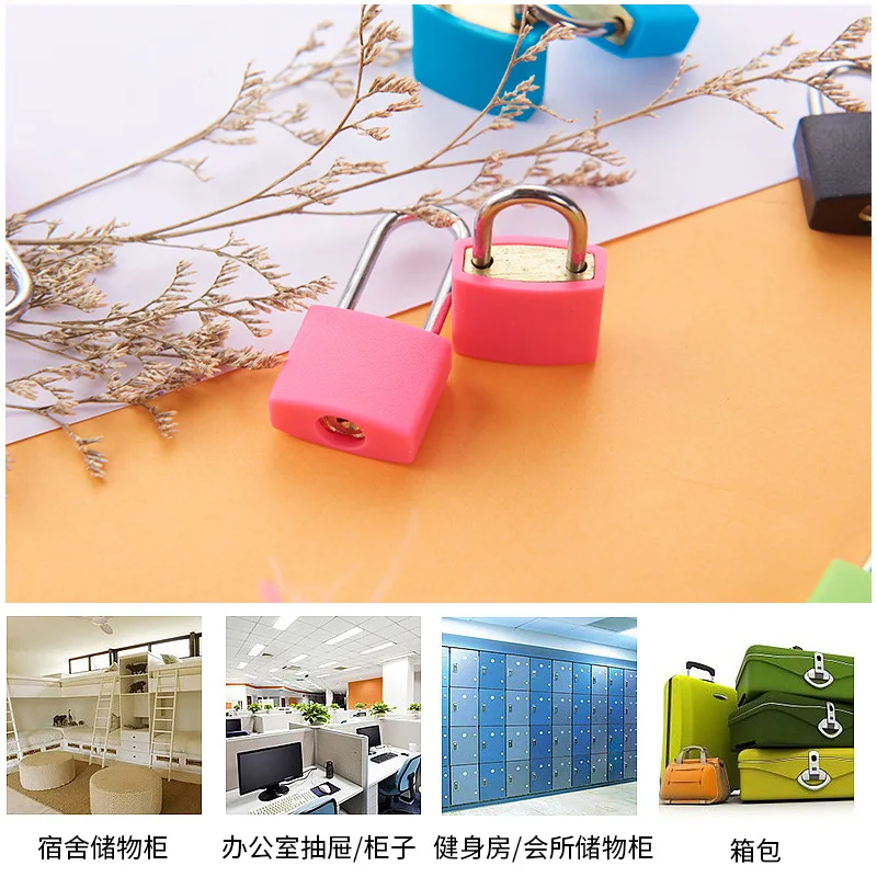 Color Mini Copper Lock Long Beam Brass Color Shell Luggage Small Padlock Printable