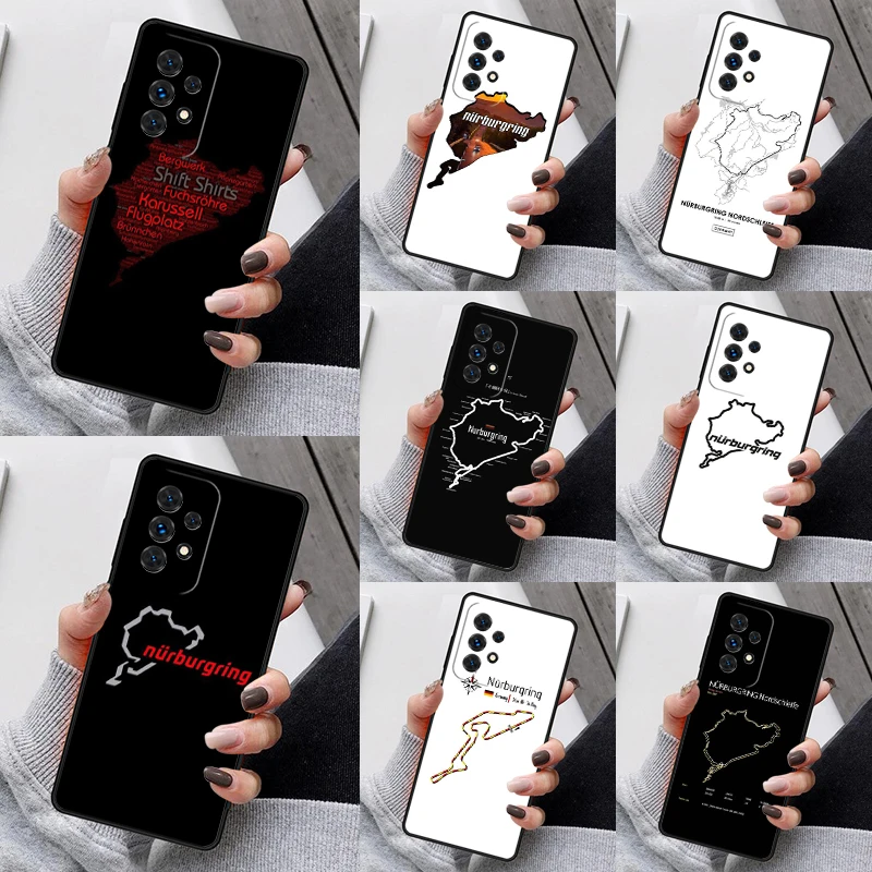 Motor spor Nurburgring F1 araba telefon kılıfı için Samsung S23 S21 S20 FE S24 S22 Ultra Note20 S10 S9 S8 artı A40 A12 A12 A13 A53