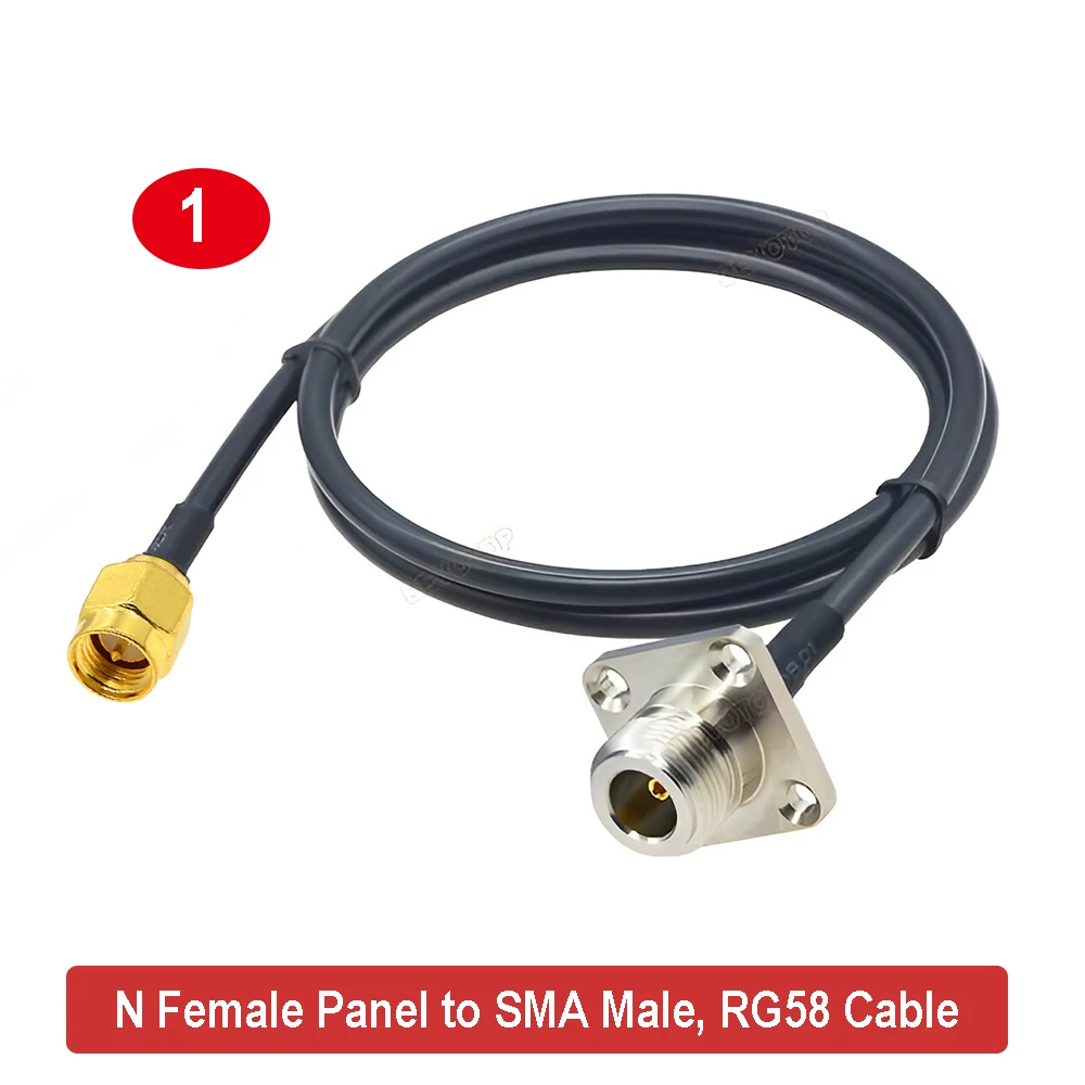 1Pcs RG58 SMA Male Plug to N Female Jack Flange Connector RF Coaxial Jumper Pigtail 10CM-30M Cable