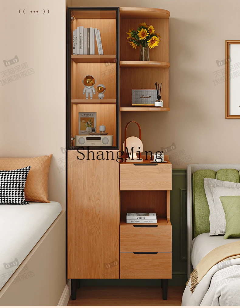 

CL solid wood sofa side living room household small apartment storage modern living room ultra-narrow high cabinet