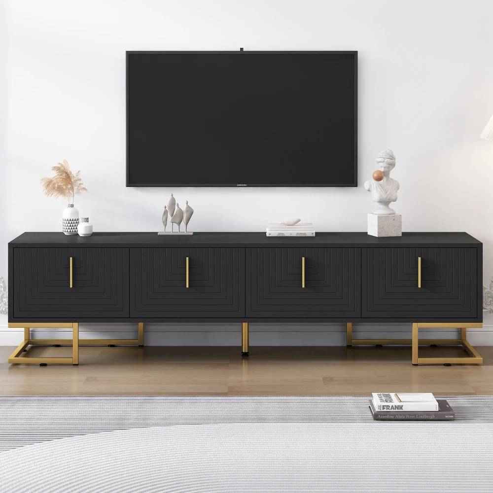 Black Tv Stand Cheap Modern Living Room Furniture Television Cabinet Media Console Cradle Wood Pedestal Mesa De Table Unit