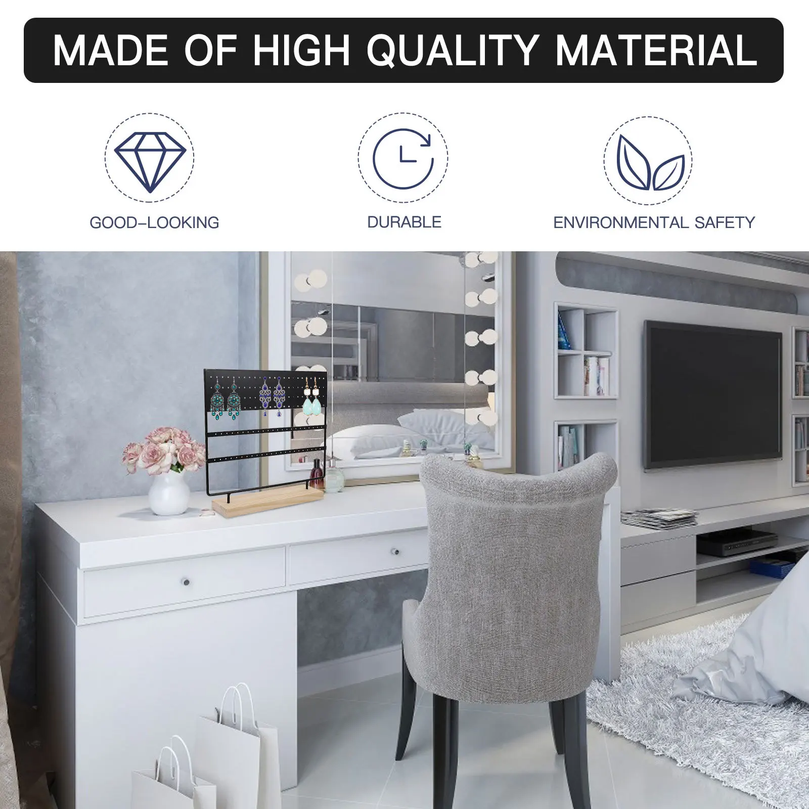 Creative Earring Rack Iron Anti Rust 3 Layers Jewelry Tower Earring Stand Rack Storage Organizer For Earrings Jewelry Display