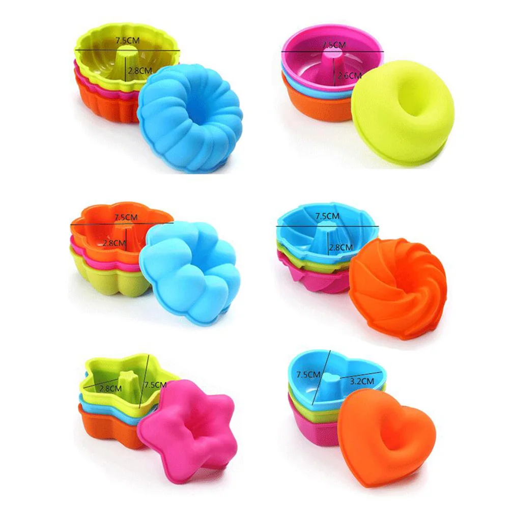 

24 Pcs Silicone Cake Cups Molds Baking Liners for Muffins Chocolate Ice Non Stick Reusable Food Grade Mold