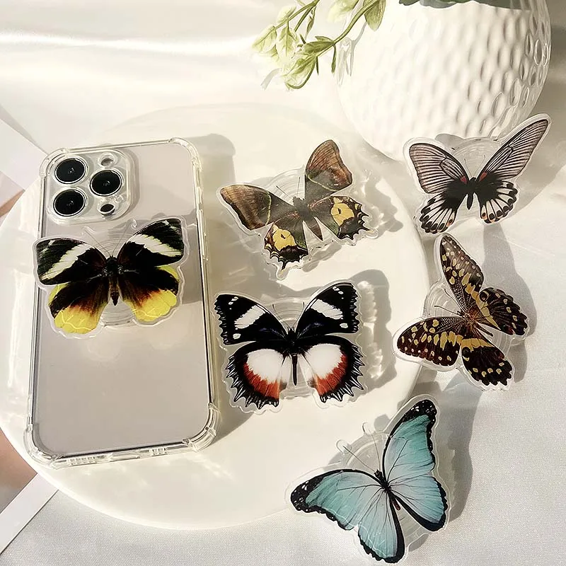 Socket Folding Grip Tok Bionic Butterfly Phone Holder 3D Effect Transparent handle insect phone Stande