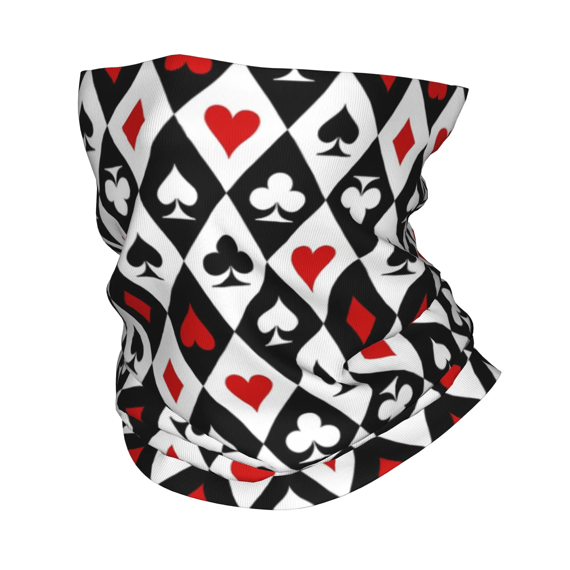 Poker Playing cards  suit symbols Bandana Neck Gaiter Printed Wrap Scarf Warm Balaclava Outdoor Sports For Men Women Adult
