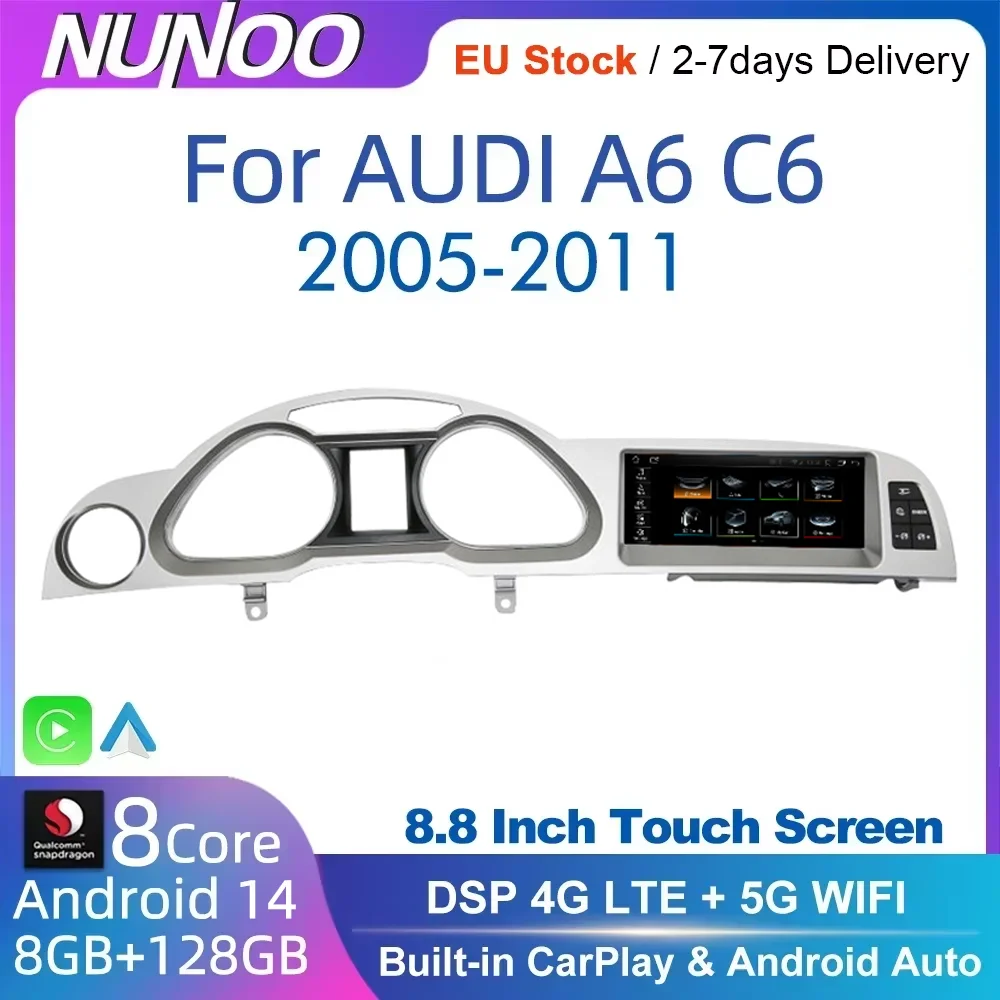 

Автомобильный мультимедийный плеер с Android 14 8 + 128 ГБ для Audi A6 C6 4f 2005-2009 MMI 2G 3G GPS навигация автомобильное радио стерео DSP WIFI