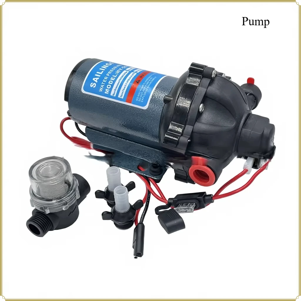 12V DC Horizontal Mini Self Priming Diaphragm Water Pump 20L/Min High Pressure Booster Pump for Speedboat Marine Cleaning