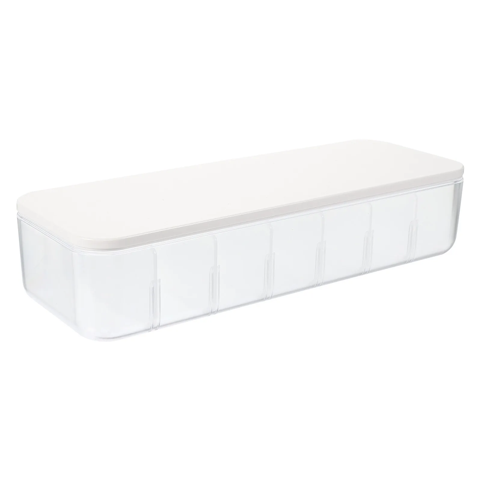 Heavy-Duty Transparent PP Cable Organizer Box with Removable Dividers Secure Lid Cord Storage Solution for Office Desk Drawer