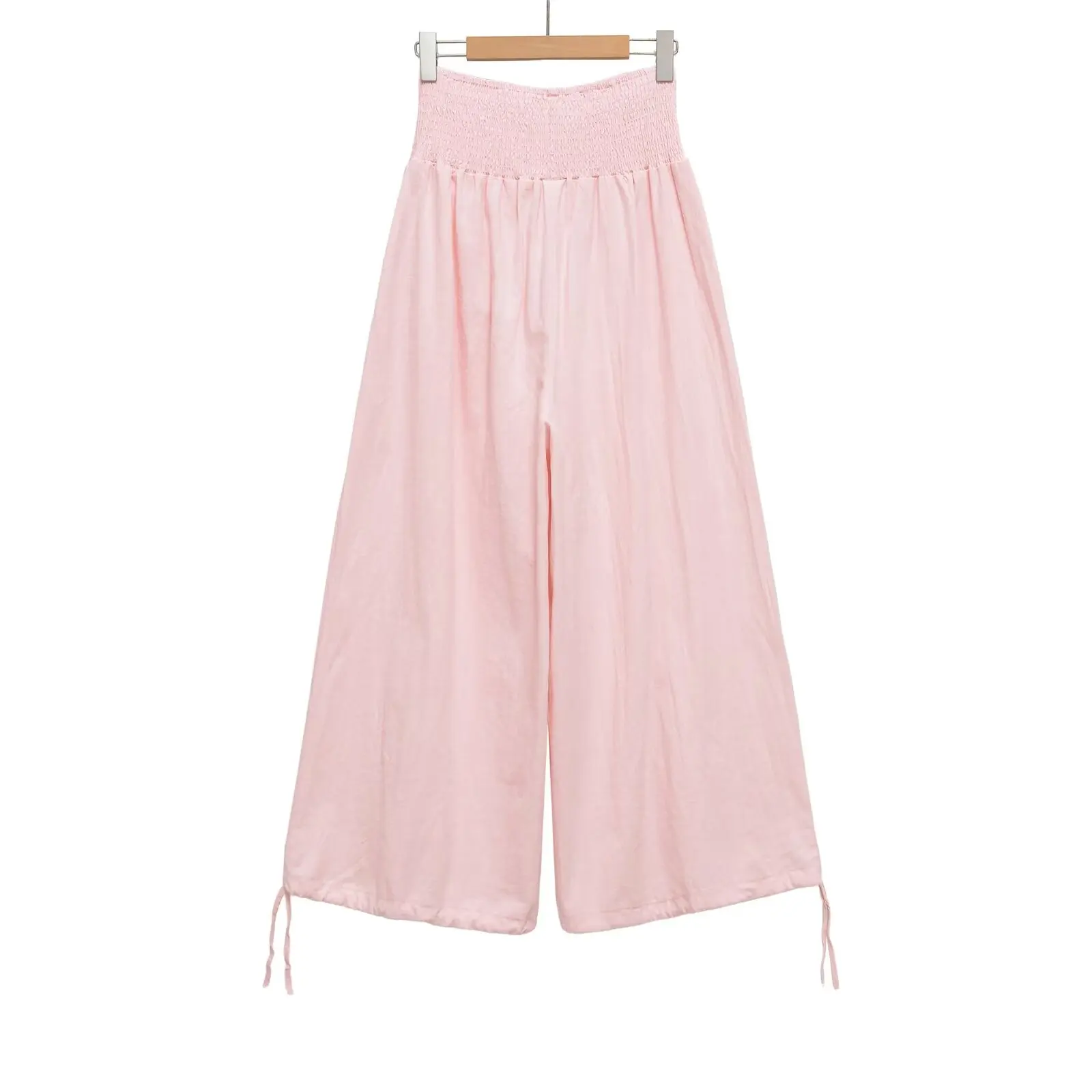 Nlzgmsj 2026 Sommer Damen Freizeit-Set in Pink mit O-Ausschnitt und Fledermausärmeln, modische gesmokte Taille, weite Haremshose, Alltags-Outfit – Detail 12