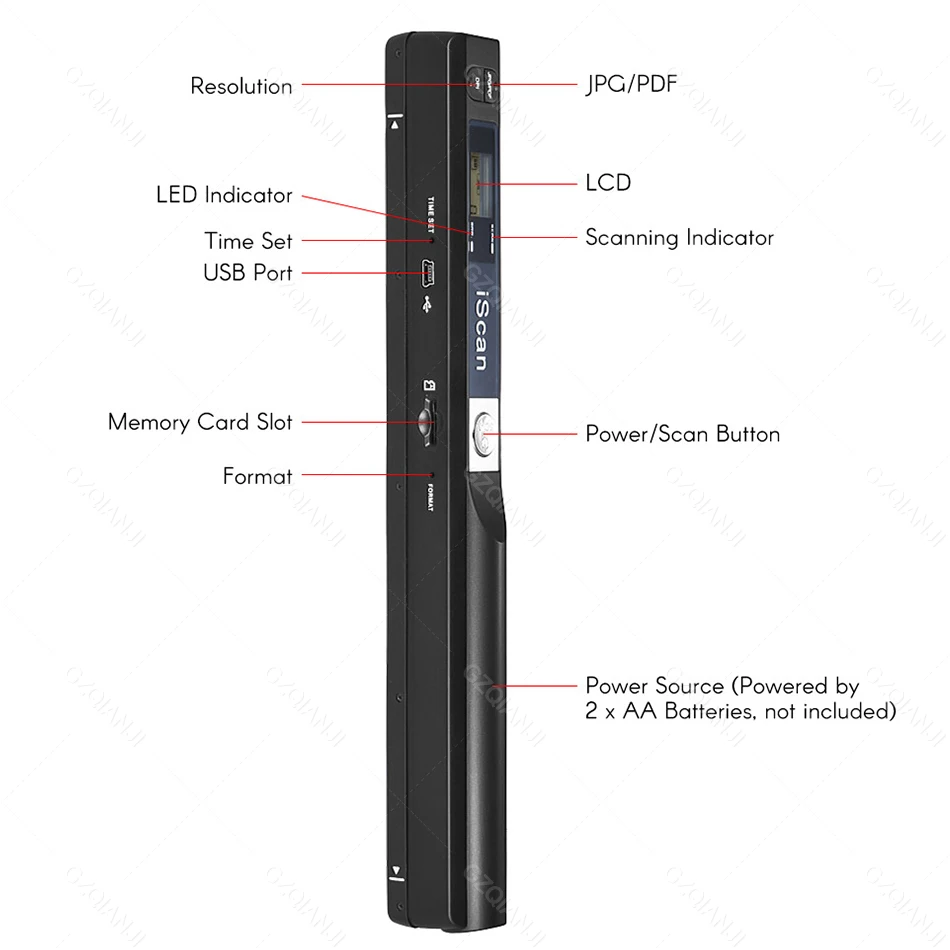 IScan A4 Portable Scanner Mini Document Photo Book JPG PDF Format