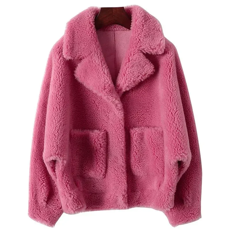 Women Winter Real Fur and Coat Female Casual Long Sleeve Genuine Jacket Warm Thick Outwear Femme Natural P1