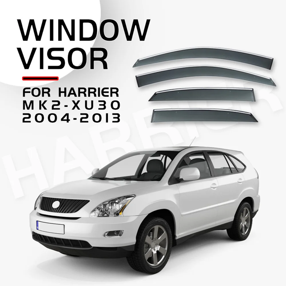 

Chrome Strips Rain Guards for Toyota Harrier XU30 2004-2013 Window Visor Wind Deflectors Door Visor Vent Shades