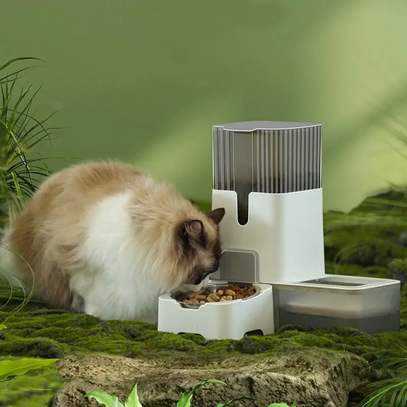 

Automatic Pet Feeder Cat Food Feeder Waterer Large Capacity Pet Feeder Auto Dog Feeder 2 In 1 Stainless Steel Bowl Automatic