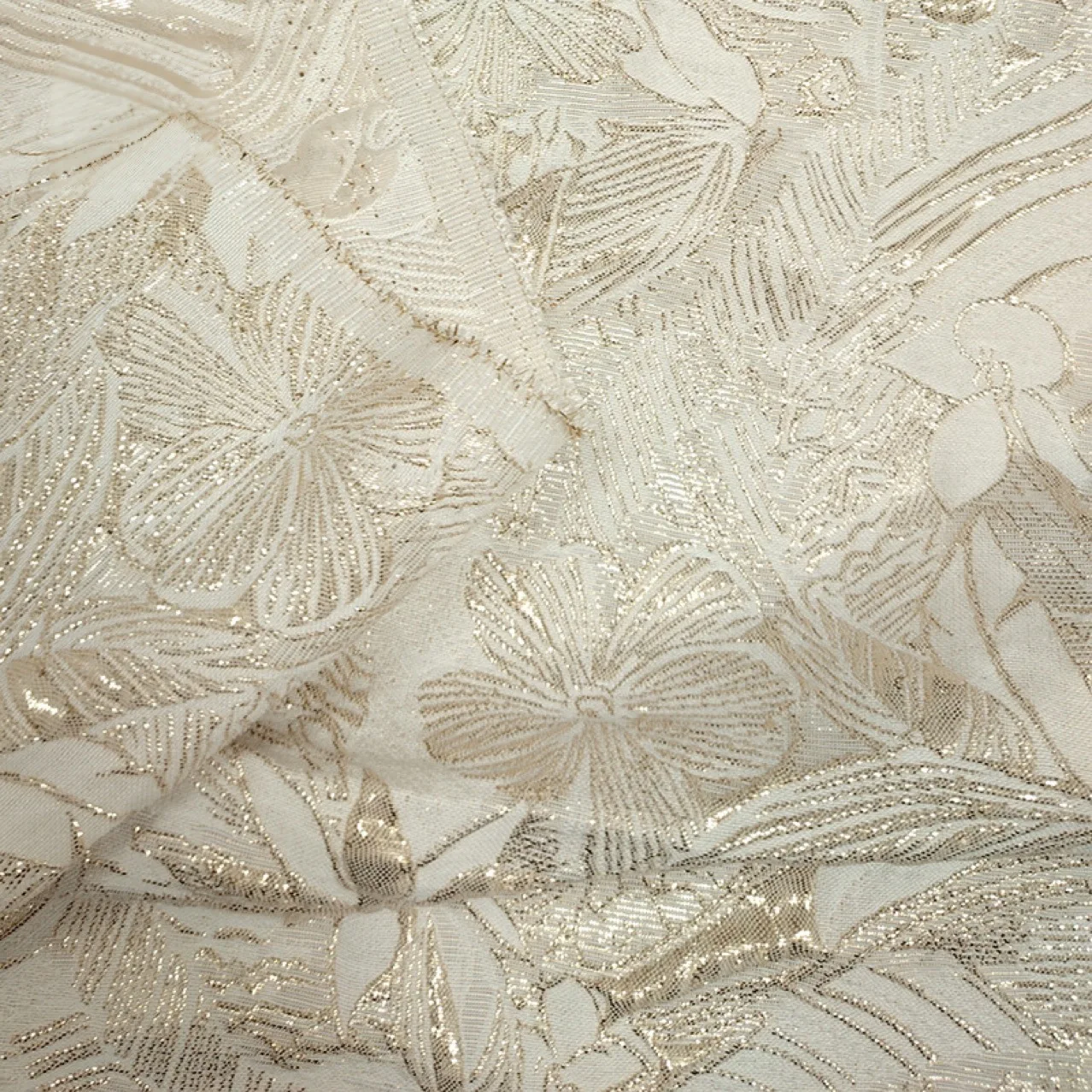 크림 골드 메탈릭 양각 잎사귀 자카드 원단, 3D 버블 - Sewing In Textile 리뷰 및 가격