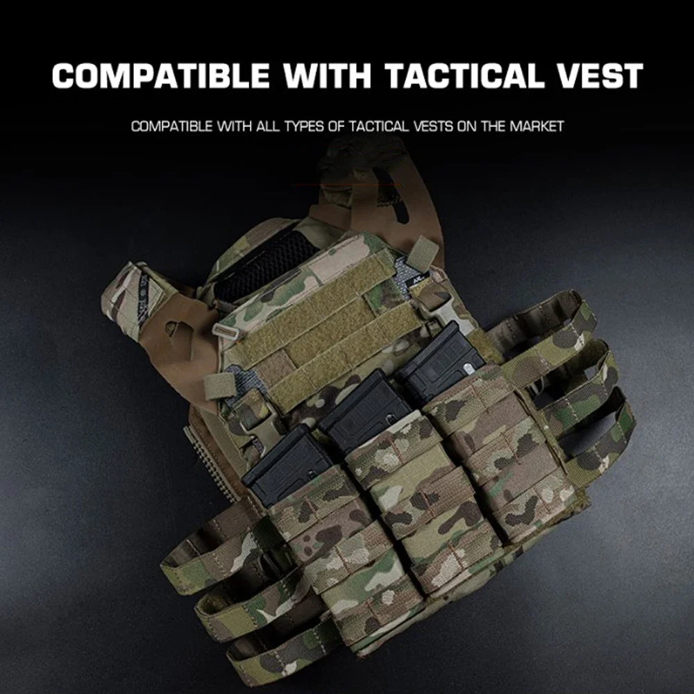 Tactische 5.56 Triple Magazine Pouch (lang) met Kydex Klem voor Molle Airsoft Vest Plate Carrier Voorpaneel M4 AR 15 Mag Bag - imagen 5