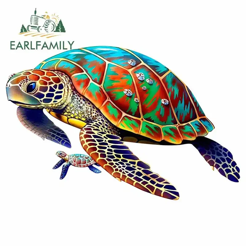 EARLFAMILY 13cm For Sea Turtle Car Styling Stickers Waterproof Decal Vinyl Material Laptop Sunscreen Campervan JDM SUV RV Decor